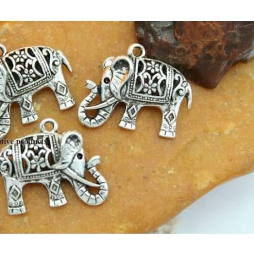 5pcs/lot Tibetan Silver bracelet elephant Pendants Handmade Decorative Metal DIY Jewelry Alloy accessories df3s