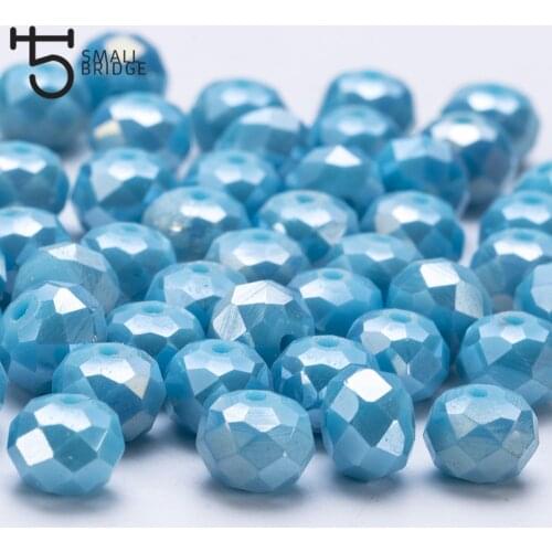 6mm Blue Rondelle Crystal Beads Diy Accessories for Jewelry Craft Supplies Pearls Facet Glass Spacers Beads Wholesale Z142