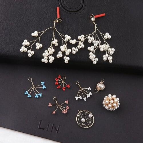 6pcs Fashion pearl Earrings Simple personality pendant Earrings for Women Golden Color Round Ear Material Diy Wholesale Jewelry