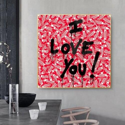 Abstract Art I LOVE YOU Letter Canvas Paintings Graffiti Wall Street Art Posters and Prints Decorative Pictures for Home Decor