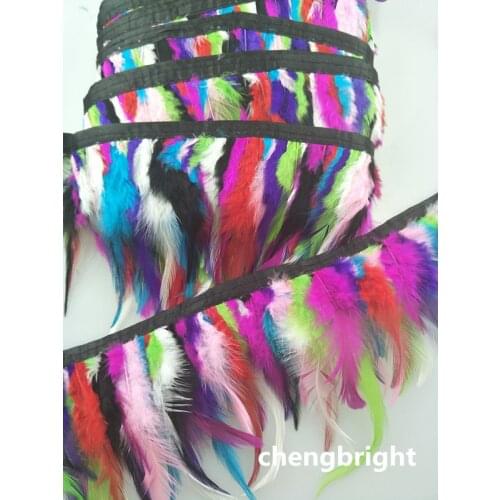 Wholesale quality 10 yards natural Turkey feather Ribbon decorative 4-6inch/10-15cm Width Clothing accessories diy Mixed color