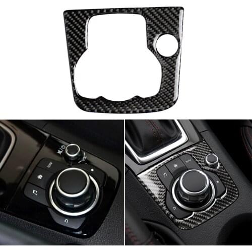 For Mazda 3 Axela 2014-2016 Multimedia Button Carbon Fiber Frame Cover Interior Decoration Sticker Tuning Car Accessories