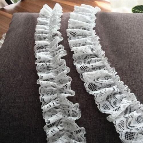 1 Yard Black/White Stretch Ruffled Lace Trim Elastic Drape Lace Trim 4.5cm Wide DIY Handmade Sewing Material