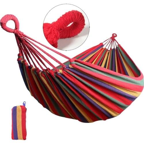 HooRu Canvas Swing Hammock Camping Portable Leisure Hammocks with Sack Outdoor Backpacking Lazy Hanging Bed Garden Furniture