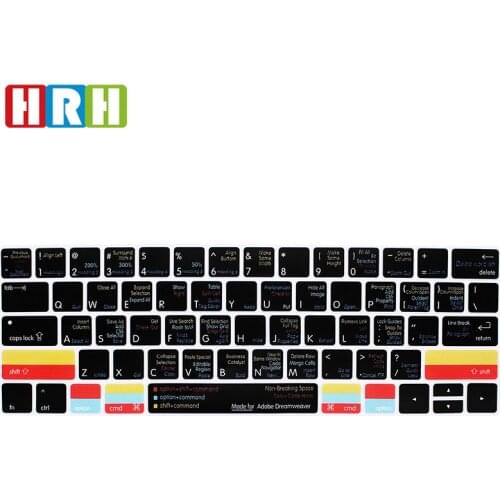 HRH Adobe Dreamweaver Hotkey Function Shortcut Silicone Keyboard Cover Keypad SKin for Macbook Pro 13"15"Touch Bar A1706 A2159