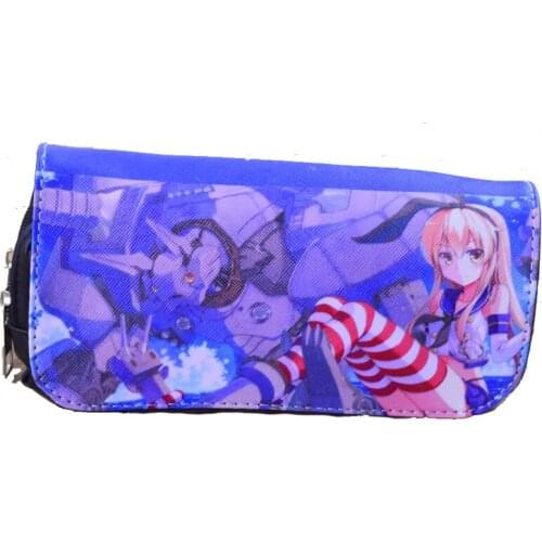 Kantai Collection Anime Makeup Bag with Zipper Student School Pen Holder Bag Long Leather Money Bag for Gift