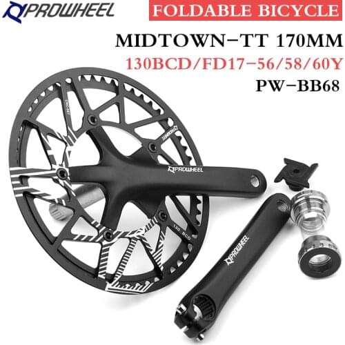 Prowheel 130BCD Crank Sprocket 170mm Crank 56Y 58Y 60Y Chainrings with Bottom Bracket Folding Bicycle Crank Set