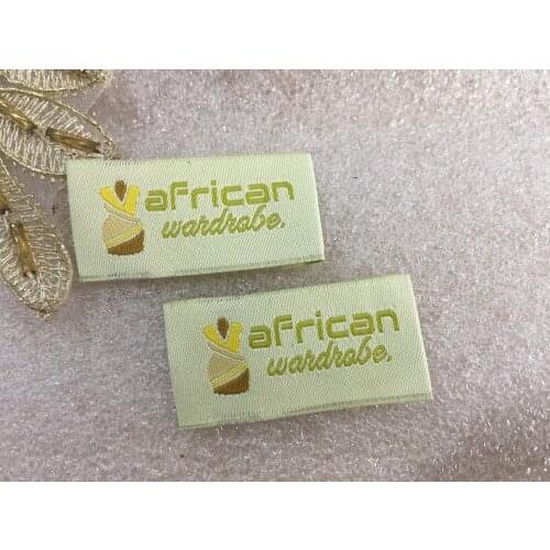 Customized Brand Logo Damask Garment Main Woven Labels Tags For Clothing