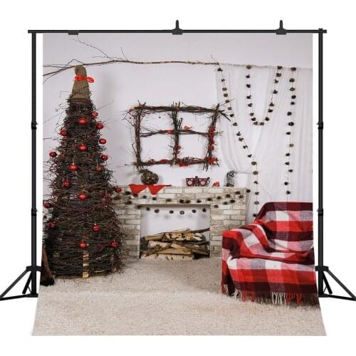 Lyavshi Photography Backdrop Christmas tree Fireplace Decorations Photo Background Photocall Photographic Studio Photobooth