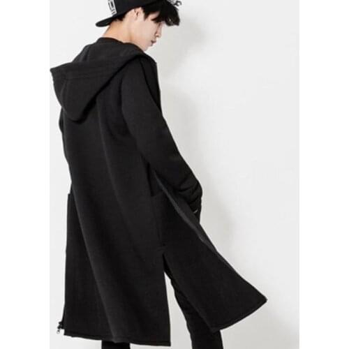 M-4XL autumn and winter plus velvet thick mens cardigan long Korean loose British style hooded jacket tide mens plus size