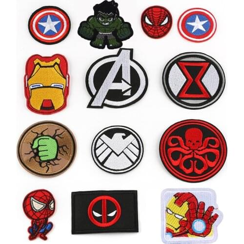 Marvel Iron Man Spiderman Hulk Captain America Patches Anime Cartoon Clothes Patches Garment Stickers Embroidery Cloth Stickers