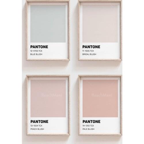 Ensemble de 4 impression, Pantone blush color, blue blush, bridal blush, peach blush, light pink, Pantone printable wall art, mo