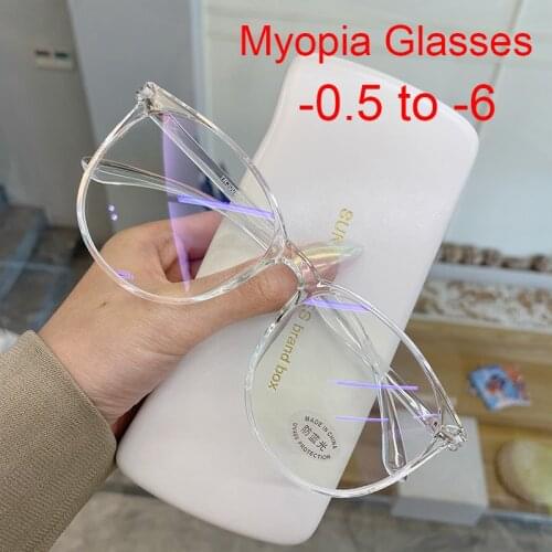 Minus Diopter Blue Light Reading Myopia Glasses 2020 Short Sight Round Computer Transparent Anti Radiation Glasses -1.5 to -6