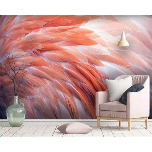 Custom wallpaper HD Nordic flamingo feather living room bedroom TV background wall home decoration murals 3d wallpaper