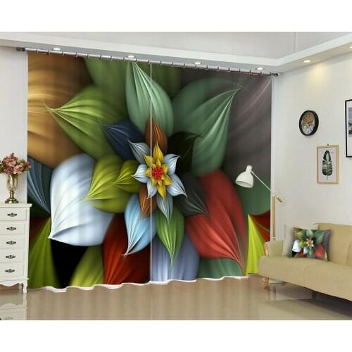Kitchen Curtain Luxury Blackout 3D Window Curtains Living Room Bedroom Drapes Cortinas Rideaux Customized size FLOWER pillowcase