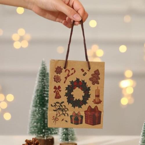 Christmas Gift Bag Kraft Paper Gift Bag Small Santa Claus Tote Bag Gift Bag Exquisite Children Gift Bag Red Wine Bag Xmas Decor