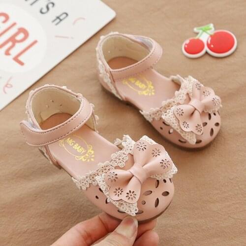 Kids Shoes Baby First Walker Leathers Sweet Children Sandals Girls Toddler Breathable Hoolow Out Bow Summer Sandals Shoes