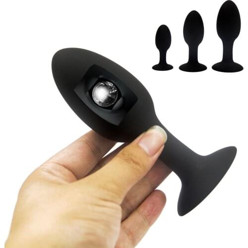 Silicone Anal Plug with Metal Beads Butt Plug Anus Dilator Sex Plugs Prostate Massage Anal Sex Toys Adult Products for Men Women