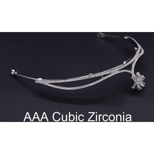 Real High Quality AAA Cubic Zirconia Tiaras and Crowns For Women Fashion Simple Metal Bridal Crowns Wedding Hair Accessories