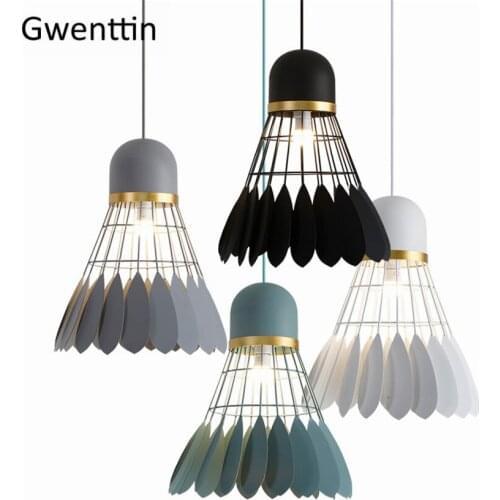 Creative Badminton Art Decor Pendant Lights Nordic Macaron Hanging Lamp Modern LED Lighting Fixtures Loft Industrial Luminarias