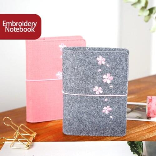 Felt Notebook A5 A6 Spiral Notebook Diary Ring Binder Journal Agenda Planner Embroidery Process Organizer