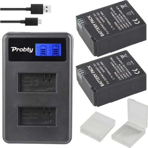 PROBTY 2Pcs 1600mAh AHDBT-301 GoPro Hero3 Battery + LCD Dual Charger For GoPro Hero 3 Hero 3+ Camera Accessories