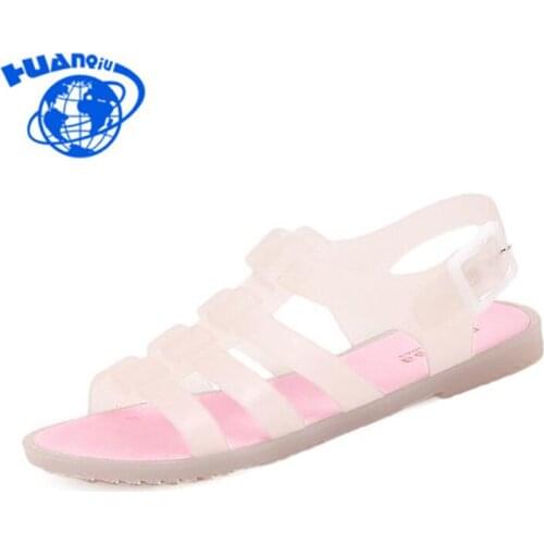 HUANQIU 2018 New Women Sandals Fashion melissa jelly shoes Woman Summer Shoes flat gladiator Roman Shoes ST264