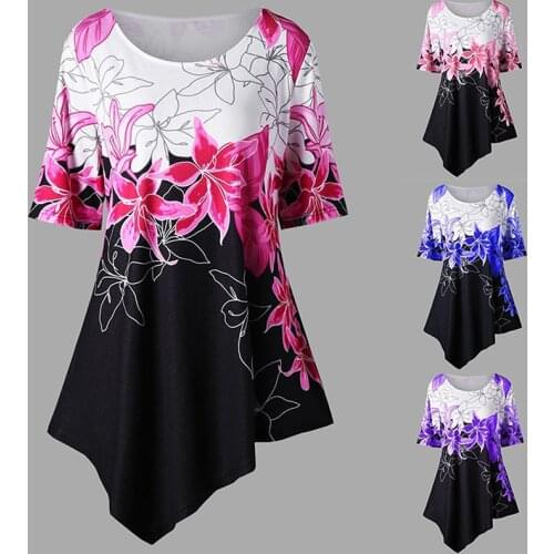 Women Summer 3D Floral Print Short Dress Ladies Irregular Hem Casual Bohemian Short Sleeve Beach Mini Dress New