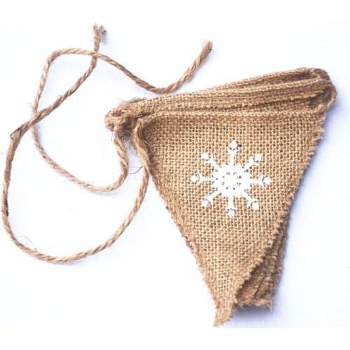 1.6M 2016 Hot DIY Wedding Vintage Banner Pure Jute Snow Flag Hessian Christmas Home Decoration Burlap Bunting 8 Face Flags