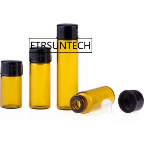 1ml/2ml/3ml Mini Amber Glass Essential Oil Reagents Refillable Sample Bottle Brown Glass Vials With Cap F1558