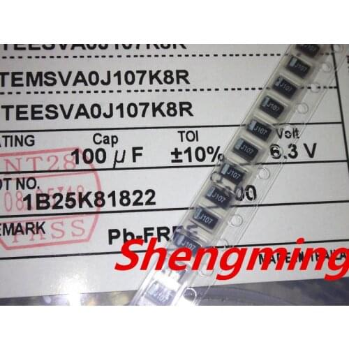 100PCS 1206 6.3V 100UF 107J J107 A3216 A type 10% SMD tantalum capacitors