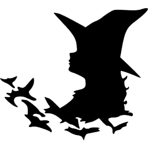 11.9cm*10.7cm Witch And Birds Funny Vinyl Car-styling Decal Car Sticker Black/Silver S6-3991