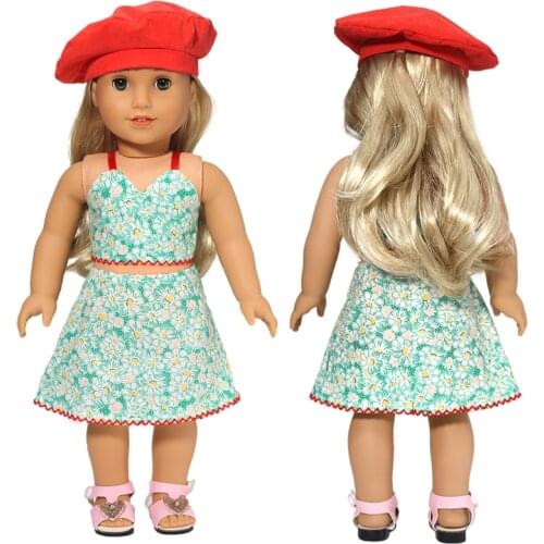 18 Inch Girl Doll Summer Wear Flower Dress 43 cm Baby Doll Clothes Children Girl Birthday Gifts
