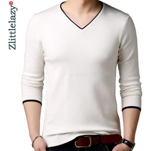 2020 brand casual knitted V neck sweater men pullover clothing fashion tops clothes knit solid warm mens sweaters pullovers 9156