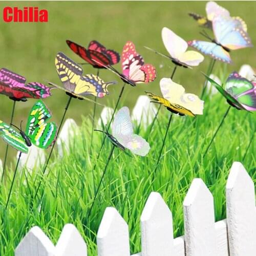 25Pcs Tuin Vlinders Stakes Outdoor Yard Diy 8Cm Lichtgevende Simulatie Vlinder Patio Decoratie Tuinieren Accessoires Sticks