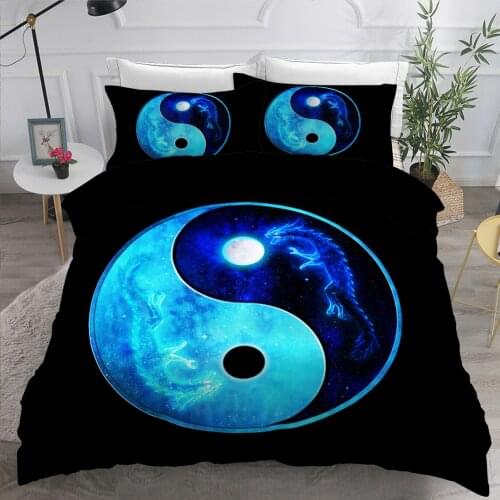 3D Duvet Cover Sets Quilt Covers Comforter Case Set Bedding King Queen Twin Double Single Size Bed Linens Yin Ying 160*220cm