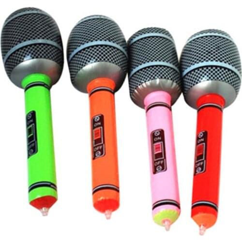 4pcs Inflatable Microphone Props Funny Inflatable Toys Party Supplies Favors 80s 90s Party Decorations for Men (Random Col