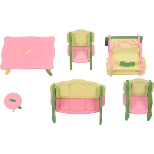 49Pcs 11 Sets Baby Wooden Furniture Dolls House Miniature Child Play Toys Gifts