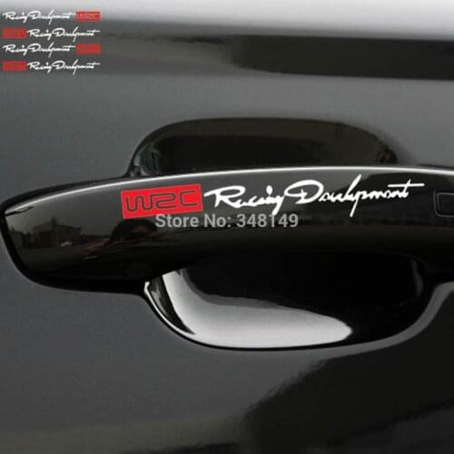 Aliauto 4 x Newest WRC Car Door Handle Stickers and decals Reflective Rally Car Stickers for toyota vw skoda kia lada opel