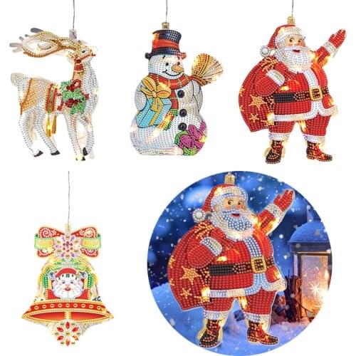 Diamond Painting DIY Christmas Lamp Special Shape Drill Mosaic 5D Xmas Hanging Night Light Art Craft Home Bedroom Ornament Decor