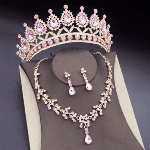 Baroque Bridal Jewelry Sets for Women Fashion Tiaras Earrings Necklaces Set Wedding Crown Necklace Jewellry Set