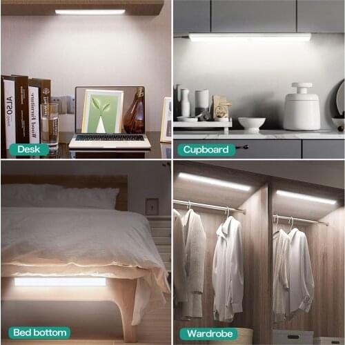 Wireless 6/10/24/40/60 LEDs Motion Sensor Closet Light Rechargeable Under Cabinet Light Kitchen Night Lamp With Magnetic Strip