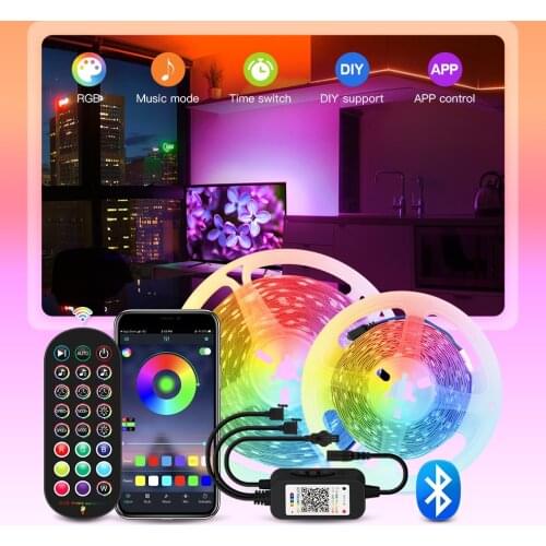 Bluetooth LED Strip RGB Led Light Tape SMD 5050 DC12V Music LED Light 5m 10m 15m 20m diode Ribbon Flexible with Bluetooth remote
