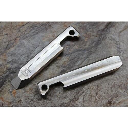 Titanium Alloy EDC Keychain Multi-purpose Tool Card Scale Crowbar Bottle Opener straight line and Wave