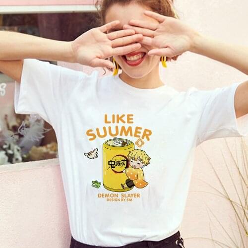 Demon Slayer Kimetsu No Yaiba Cartoon Plus Size T Shirt Japanese Anime Figure Print Women Clothes Summer Kawaii Shirt Tops