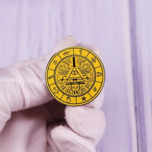 Gravity-Falls Bill Cipher Wheel Logo Enamel Metal Pin Button Badge