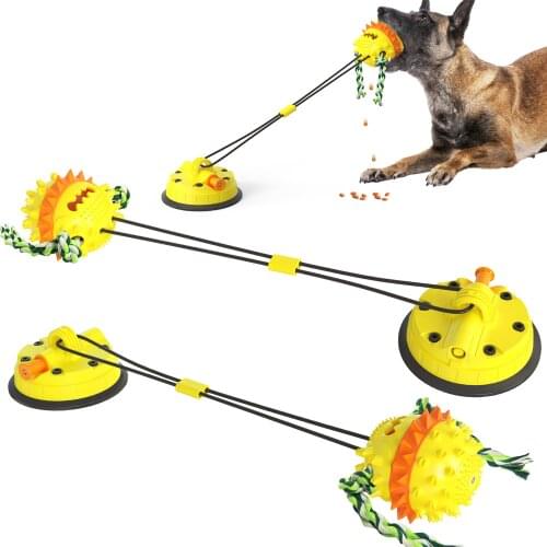 Pet Dog Toys Double Suction Cup Tug Chew Toy Dogs Push Ball Pet Tooth Cleaning Dog Toothbrush for Puppy Large Dog Molar Bite Toy