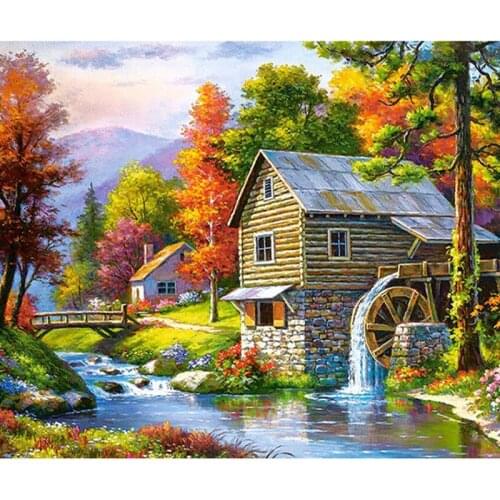 Cottage Country DIY Painting 5D DIY Diamond Painting # Square Round Diamond Painting Handicrafts