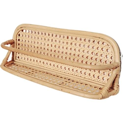 Classic Country Design Rattan Rack And Home Woven Rattan Wall Hanging Storage Basket Home Decoration Wall Magazine ingenious