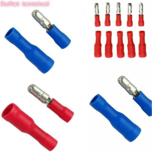 Hot 2 colors/50 sets Audio Wiring Male Female Bullet Insulated Connector Crimp Terminals Wiring Cable Plug